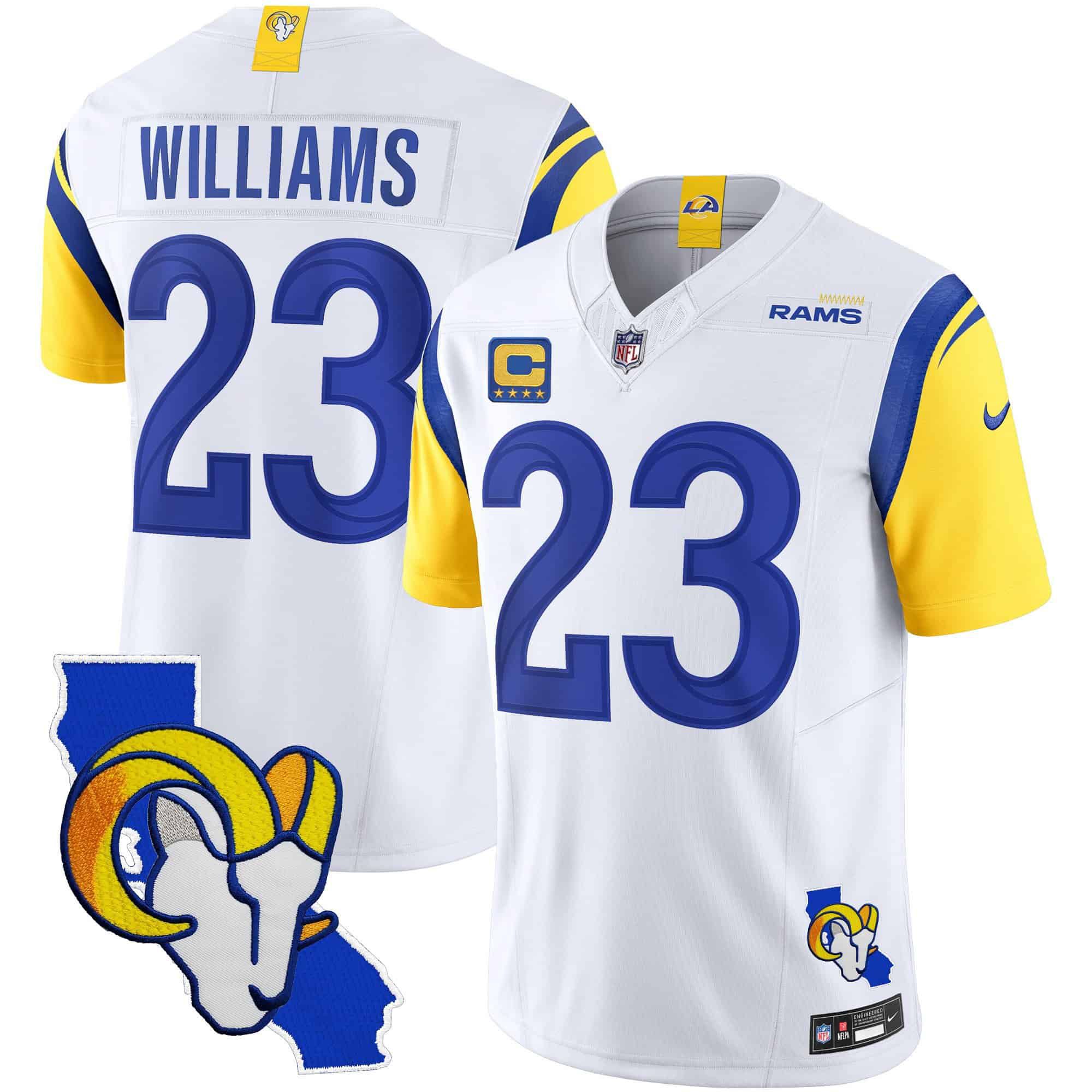 Men Los Angeles Rams #23 Williams White 2024 Nike California Patch Vapor Limited NFL Jersey